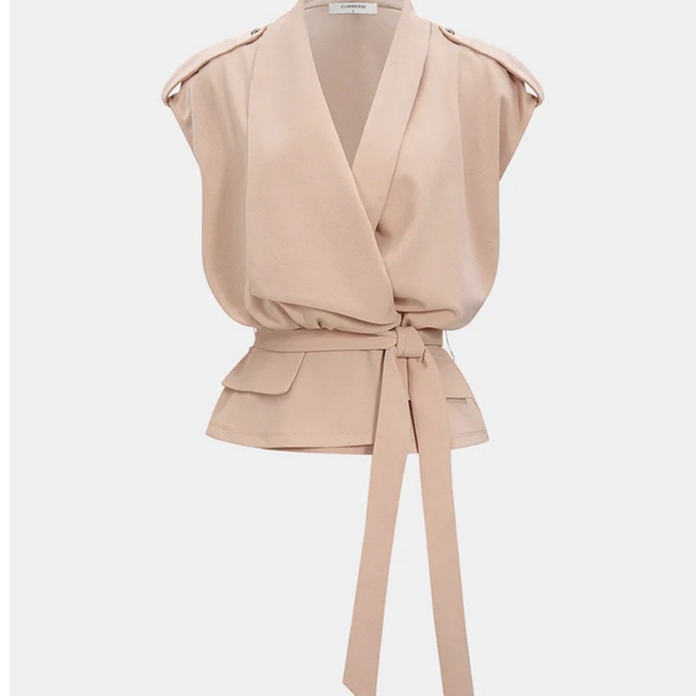 Commense Tie Waist Wrap Sleeveless Vest